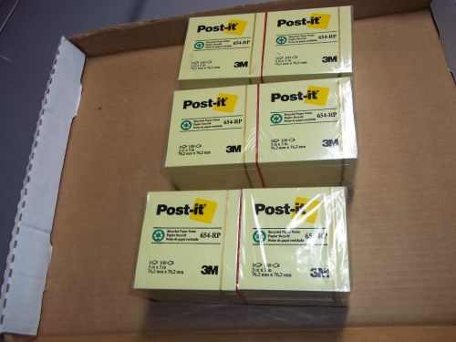 Lot of (3) Post-It 654-RP 3”x3” yellow note paper packages 3600 total sheets NIP