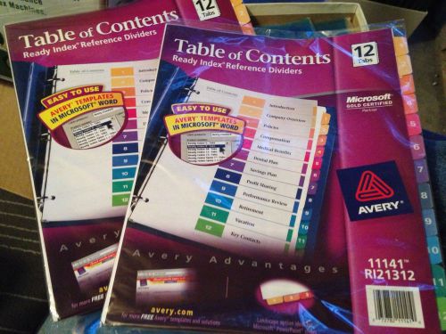 2 Sets Of Avery 11141 Numbered 1 - 12 Asst. Color Indexed With Table Of Contents
