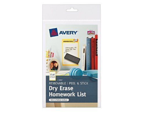 Avery peel &amp; stick dry-erase homework list - 5&#034; width x 8&#034; height - (ave24386) for sale