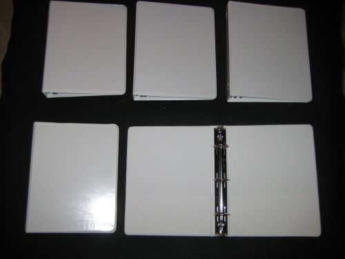 5 ea....9&#034; x 7&#034;...3 ring binders...With Clear Overlay &amp; 2 Inside Pockets...White