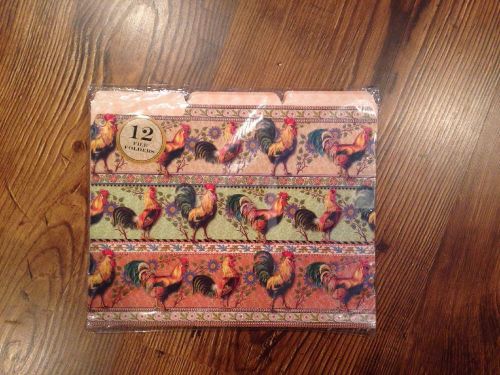 DECORATIVE File Folders French Roosters 12/box Punch Studio