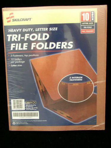 New Heavy Duty Skilcraft letter size Tri Fold file folders 10 Pack - Tri-Fold
