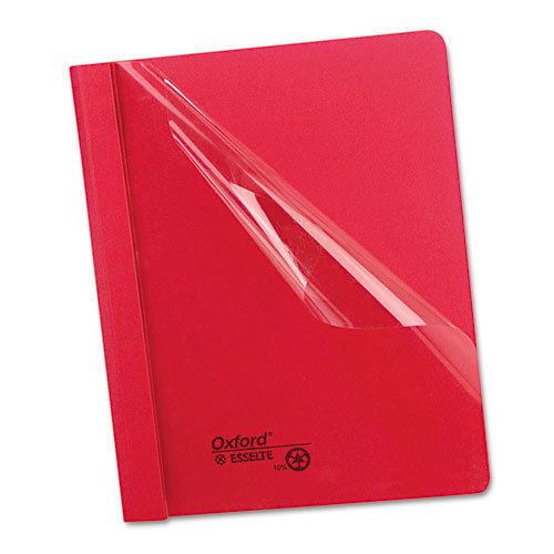 Clear Front Report Cover, 3 Fasteners, Letter, 1/2&#034; Capacity, Red, 25/Box