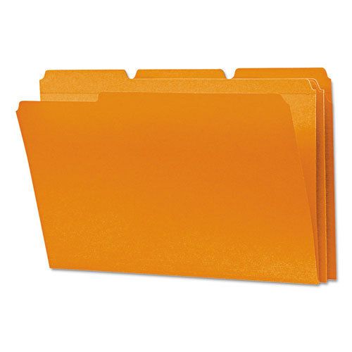 File Folders, 1/3 Cut, Reinforced Top Tab, Legal, Orange, 100/Box