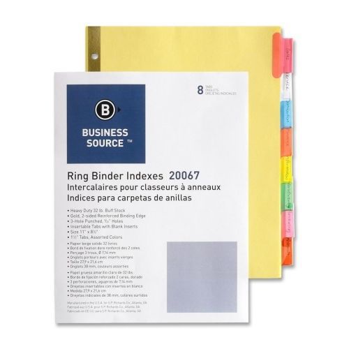 Business Source Insertable Tab Divider - 8 Tabs/Set -8.5&#034;x11&#034;- BSN20067