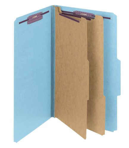 Smead 19030 Legal Partition Classification Folders 6 Fasteners Lt Blue 5/Pack