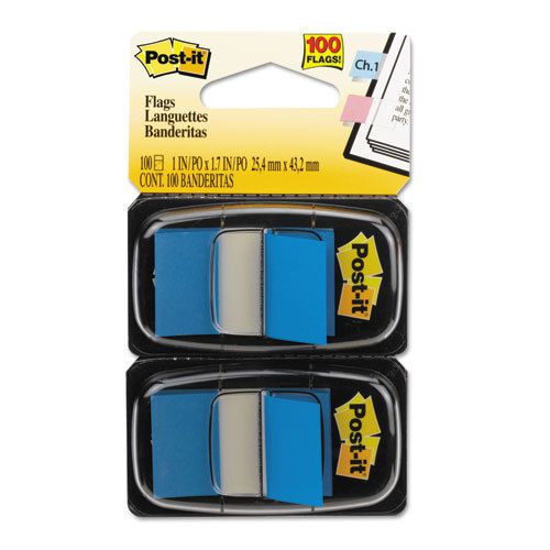 Post-it Flags Marking Flags in Dispensers, Blue, 12 50-Flag Disp./Pack, 2 Packs