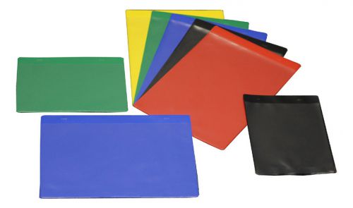 Coloured Document Pockets A4 &amp; A5 Industrial Strength Clear Wallets, Pack of 10