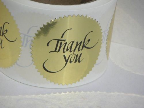 Thank you bright gold label sticker 2 1/2&#034; starburst (36 labels) for sale