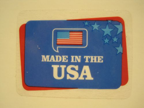 Roll of 1000 2x1.5 &#034;MADE IN THE USA&#034; Labels American Flag Stickers