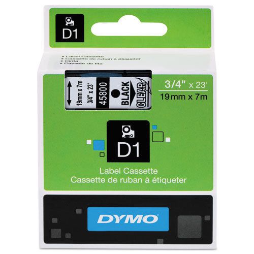 D1 Standard Tape Cartridge for Dymo Label Makers, 3/4in x 23ft, Black on Clear
