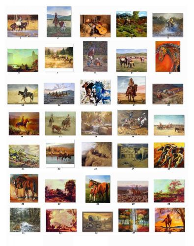 30 Square Stickers Seals Favor Tags Country Western Paintings Buy3 get1 free(c1)