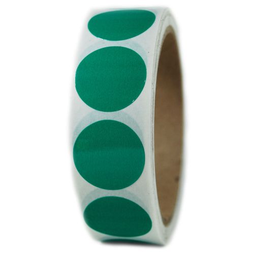 Glossy Green Circle Sticker - 1&#034; diameter - 500 ct