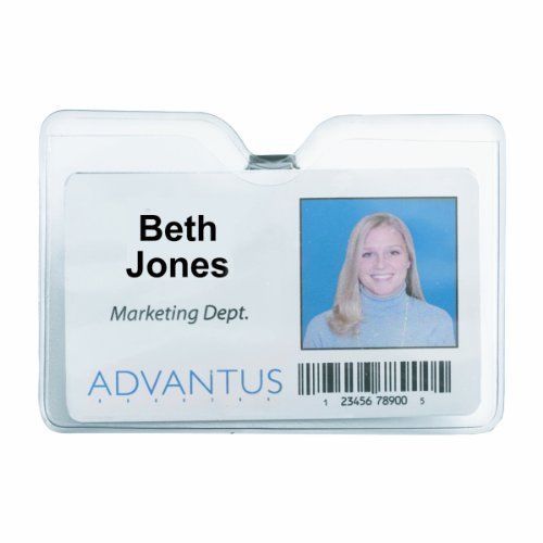 Advantus ID Badge Holder with Clip, Horizontal Orientation, 4 x 3 Inches, New