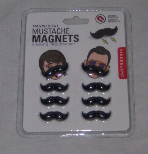 Kikkerland Magnificent Mustache Magnets Set of 8 Black #XMG27 Photo Decorations