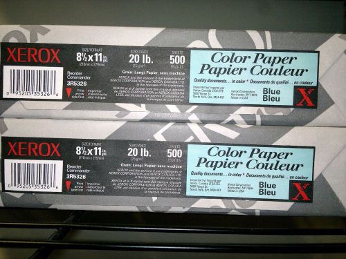 2 Reams Xerox Color Paper Blue 8.5 x 11&#034; 20 lb 1000 Sheets Total 3R5326