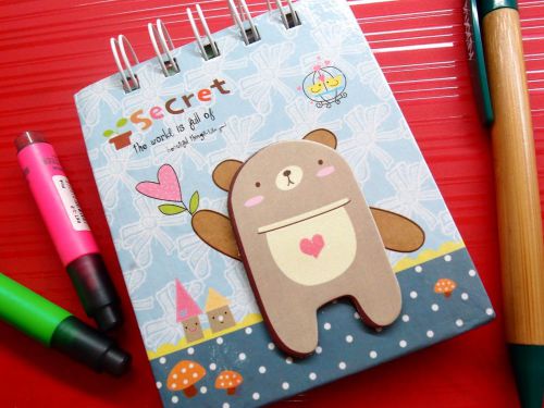 Secret Bear Hardcover Mini Notebook Diary Memo Message Scratch Day Planner Bookl