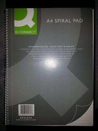 Q Connect A4 Spiral Pad Ruled Feint &amp; Margin 4 Pack