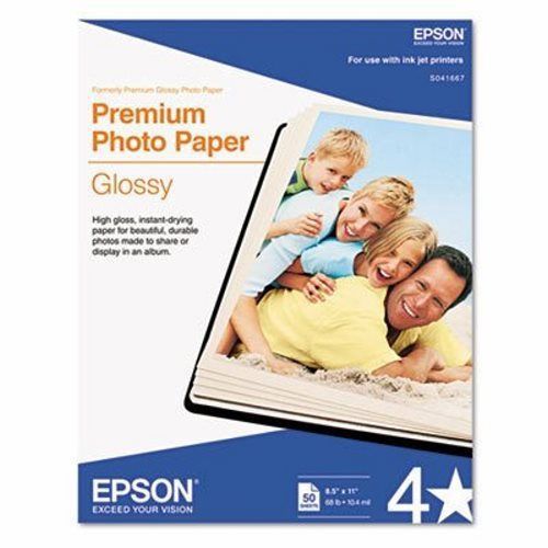 Epson Premium Photo Paper, High-Gloss, 8-1/2 x 11, 50 Sheets/ Pack (EPSS041667)