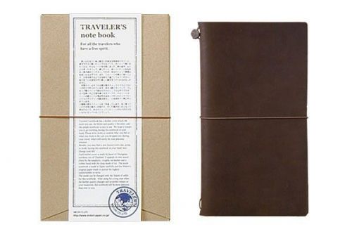 ?new? midori traveler&#039;s notebook in brown leather standard size from japan for sale