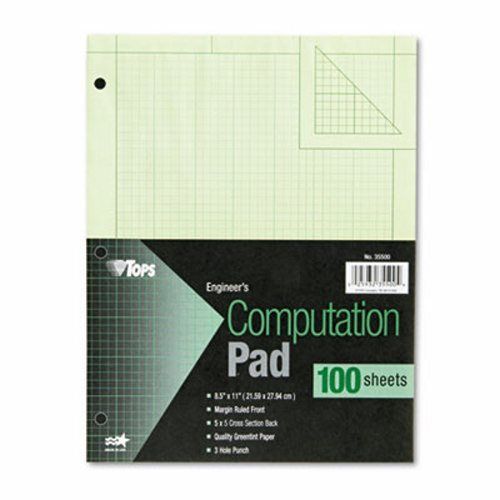 Tops Computation Pad, Quad Rule, Letter, Green, 100 Sheets/Pad (TOP35500)