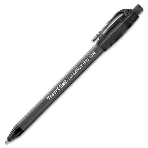 12 Paper Mate Comfortmate Retractable Medium Ball point Black Ink Pens 6330187