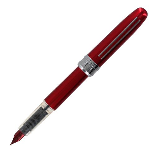 Platinum plaisir fountain pen, red barrel, fine point, black ink for sale