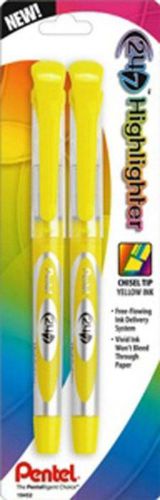 Pentel 24/7 Liquid Highlighter Chisel Tip Yellow Ink 2 Pack Carded