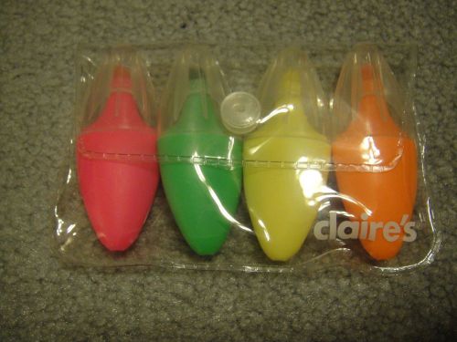New - Claire / Icing 4-Pack Pocket Highlighter ~ Green, Orange, Yellow, Pink