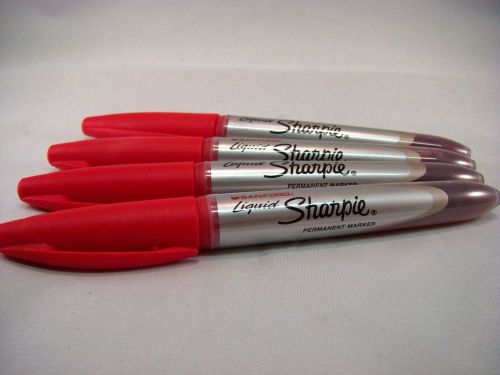 Lot of - 8 - Sharpie Liquid Red Permanent Markers, Fine Point. Made in Germany.