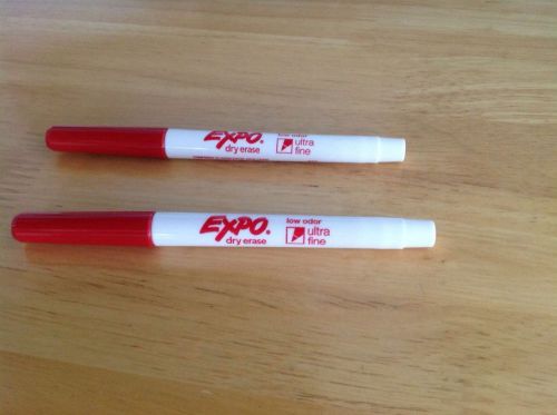 LOT OF 2 RED ULTRA FINE EXPO LOW ODOR DRY ERASE MARKERS - Never been Used
