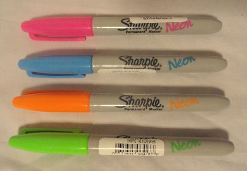 Sharpie, set of 4  neon blue, pink, green, orange color markers, new free ship for sale