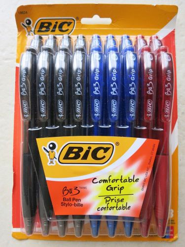 BIC Ball Pen 18 pens Medium point 1.0 mm 18624 Grip Retractable Red Black blue