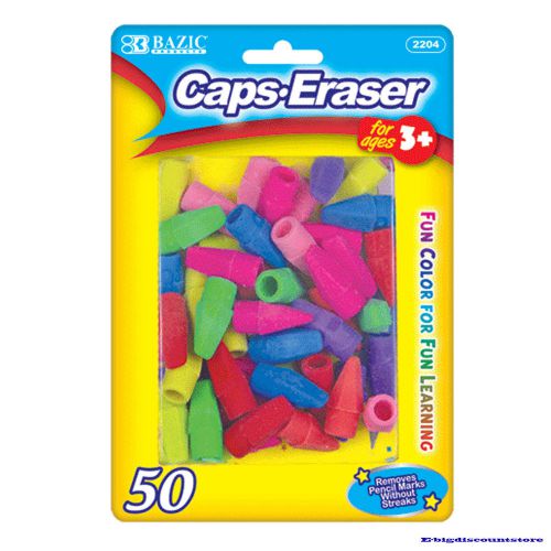 Bazic Caps Eraser Assorted Colors, 50 Per Pack Fun Colorfor for Fun Learning NEW