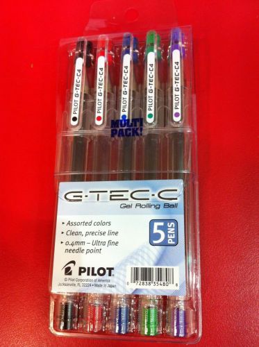 PILOT G-TEC-C4 ULTRA FINE PENS 5 ASSORTED COLORED NEW IN PACKAGE
