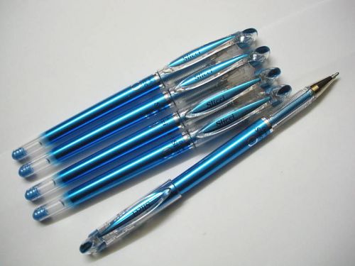 5pcs New Pentel Slicci 0.8mm roller ball pen Metallic blue