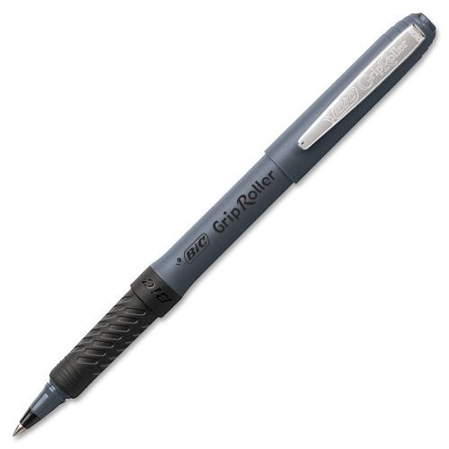 BIC Comfort Grip Rollerball Pen - Micro Point- 0.5 mm- Black Ink - 12/PK