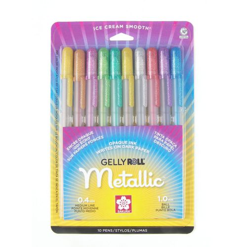 Sakura gelly roll metallic - 10pk medium line assorted color pen set for sale