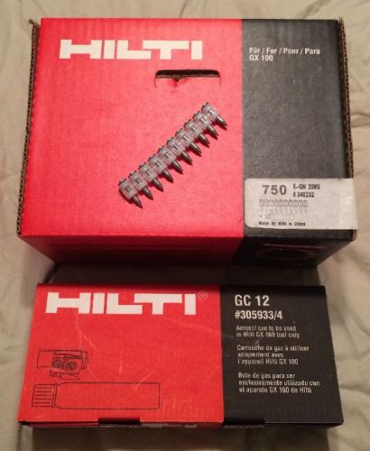HILTI GX100 X-GN 20MX 750 ct 3/4 pins Nails and fuel Gc 12 340232 Fast Shipping