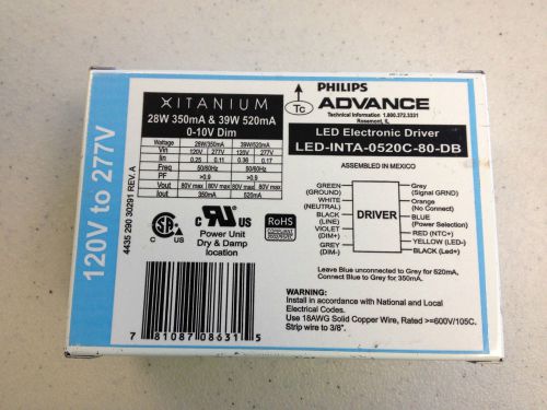 NEW ADVANCE LED-INTA-0520C-80-DB XITANIUM LED ELECTRONIC DRIVER
