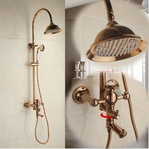 Luxury Rainfall Rose Gold Color Bathroom Shower Bath Faucet Set With Handheld