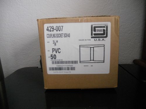 50ct. spears coupling sockets sch40 429-700 pvc plastic pipe fittings for sale
