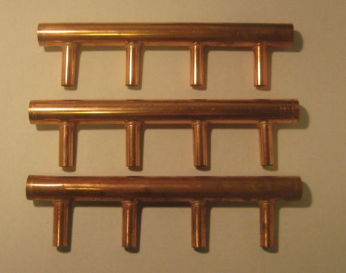 3 Copper Manifolds 1&#034; X 1/2&#034; four ports for wirsbo uponor and pex systems