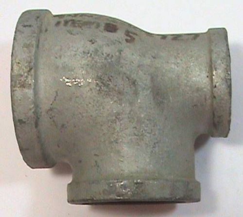 2-1/2&#034; x 1-1/2&#034; x 2&#034; reducing tee pipe fitting mallealbe iron galvanized nos for sale