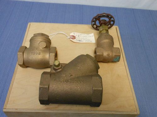 Lot of 3 brass 1 gate valve  1 swing  1 check valve new old stock for sale