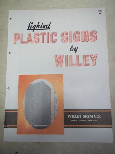 Vtg Willey Sign Co Brochure~Bulilding Lighted Plastic Signs~Catalog~1956