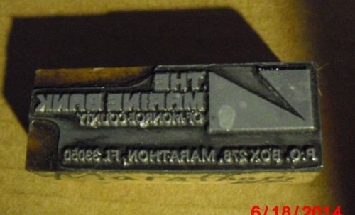 THE MARINE BANK OF MONROE COUNTY - MARATHON, FL  PRINTING PLATE
