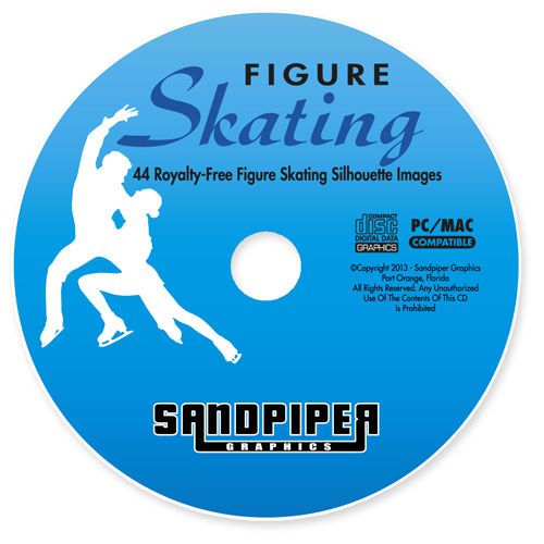 Figure skating silhouettes - diy etching stencil clip art cd for sale