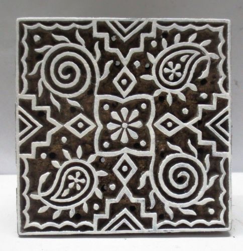 INDIAN WOODEN HAND CARVED TEXTILE PRINTING BLOCK STAMP DESIGN ?????????????????