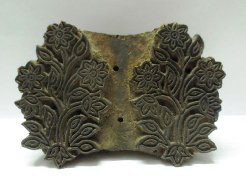 VINTAGE WOOD HAND CARVED TEXTILE PRINTING FABRIC BLOCK STAMP FINE CARVING PRINT